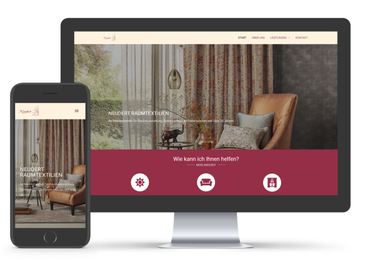Webseite von Neudert Raumtextilien als Referenz