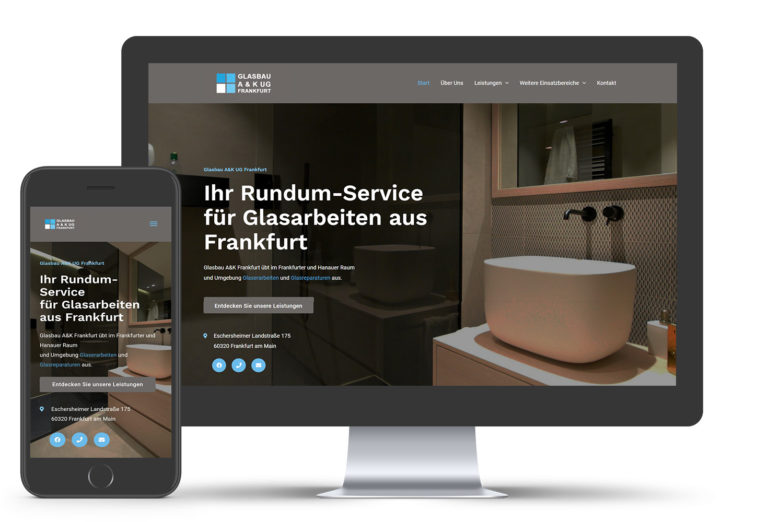 Webseite von A&K Glasbau als Referenz